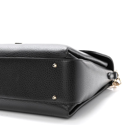 Gucci Dollar Calfskin Medium Interlocking G Top Handle Shoulder Bag Black 9 of 10