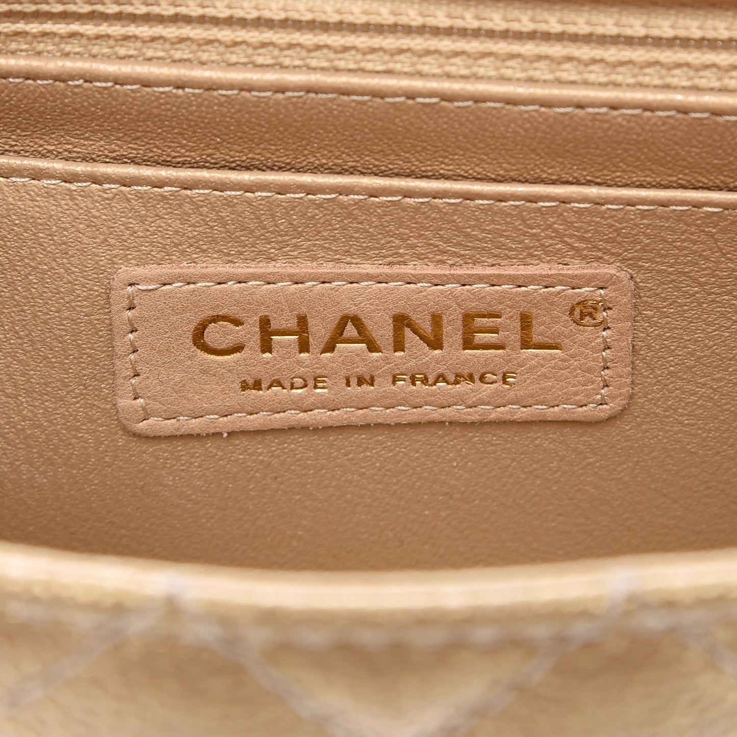 Pearly Caviar Quilted Mini Rectangular Flap Gold