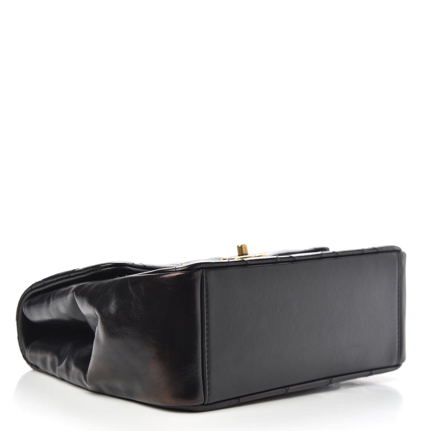 Chanel Glazed Calfskin Quilted Medium Gold Bar Top Handle Flap Black 4 of 12