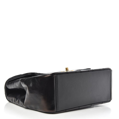 Chanel Glazed Calfskin Quilted Medium Gold Bar Top Handle Flap Black 4 of 12