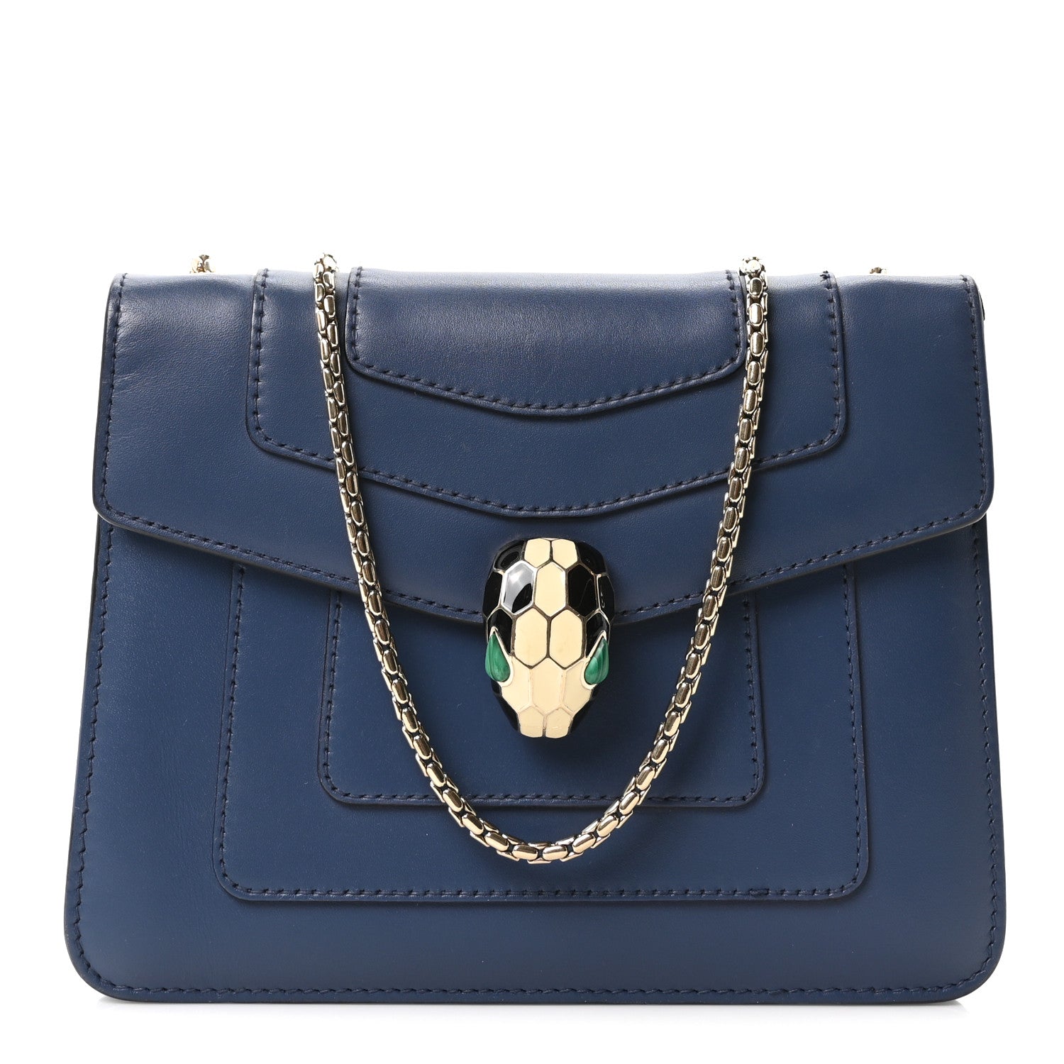 Bulgari Calfskin Small Serpenti Forever Snake Strap Crossbody Bag Blue 1 of 9