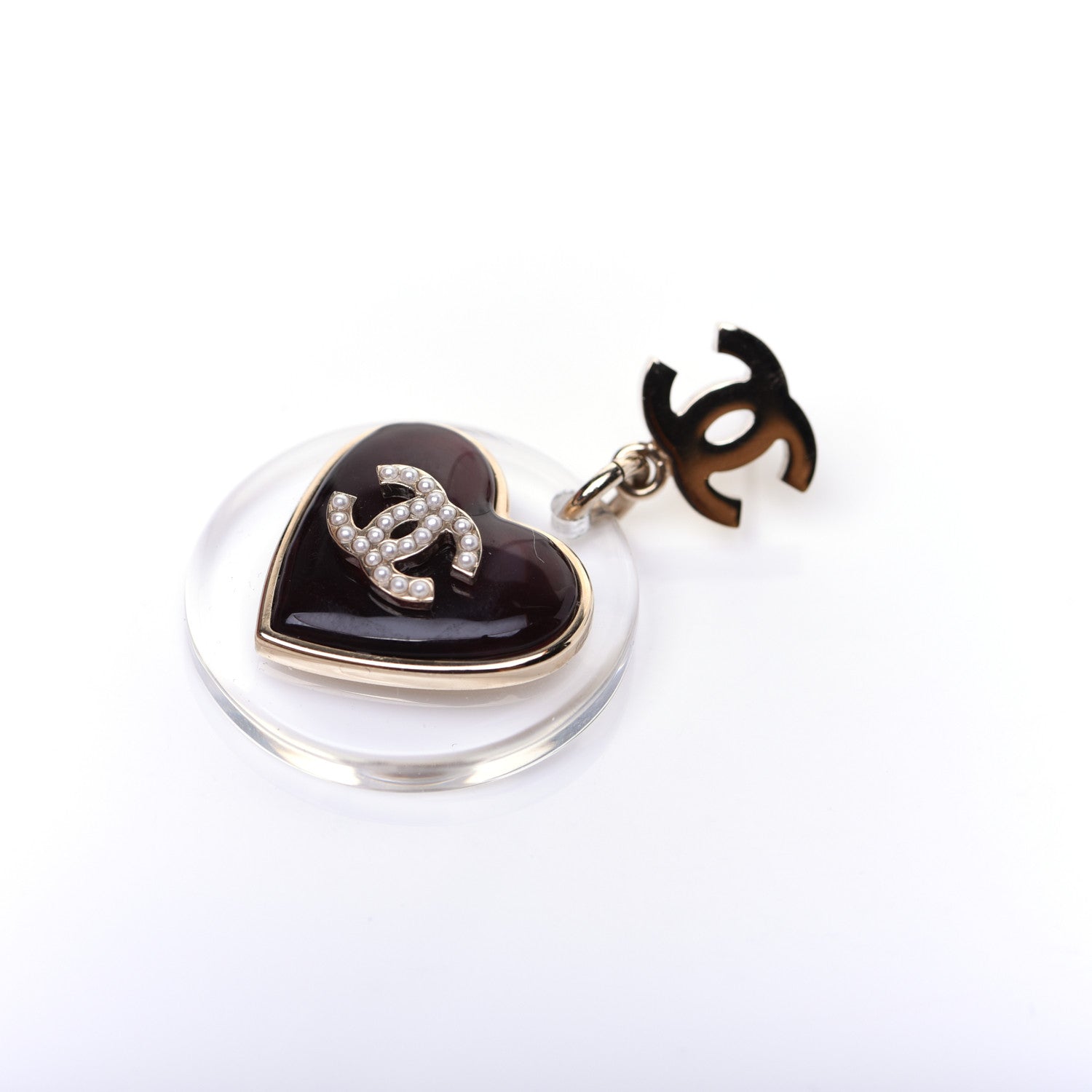 Chanel Resin Enamel CC Star Heart Earrings Gold 8 of 8