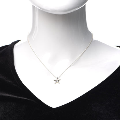 Tiffany Sterling Silver Diamond 12mm Elsa Peretti Starfish Pendant Necklace 2 of 6