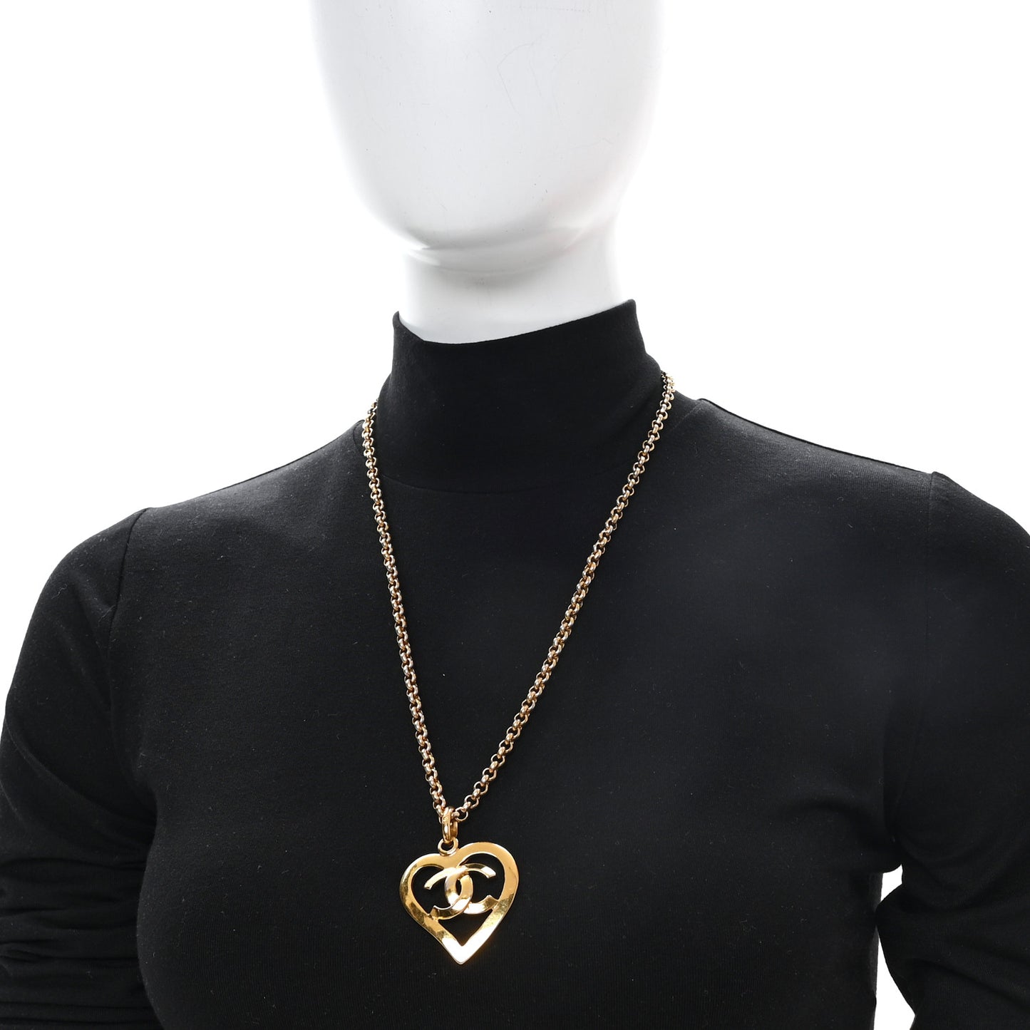 CC Heart Chain Pendant Necklace Gold