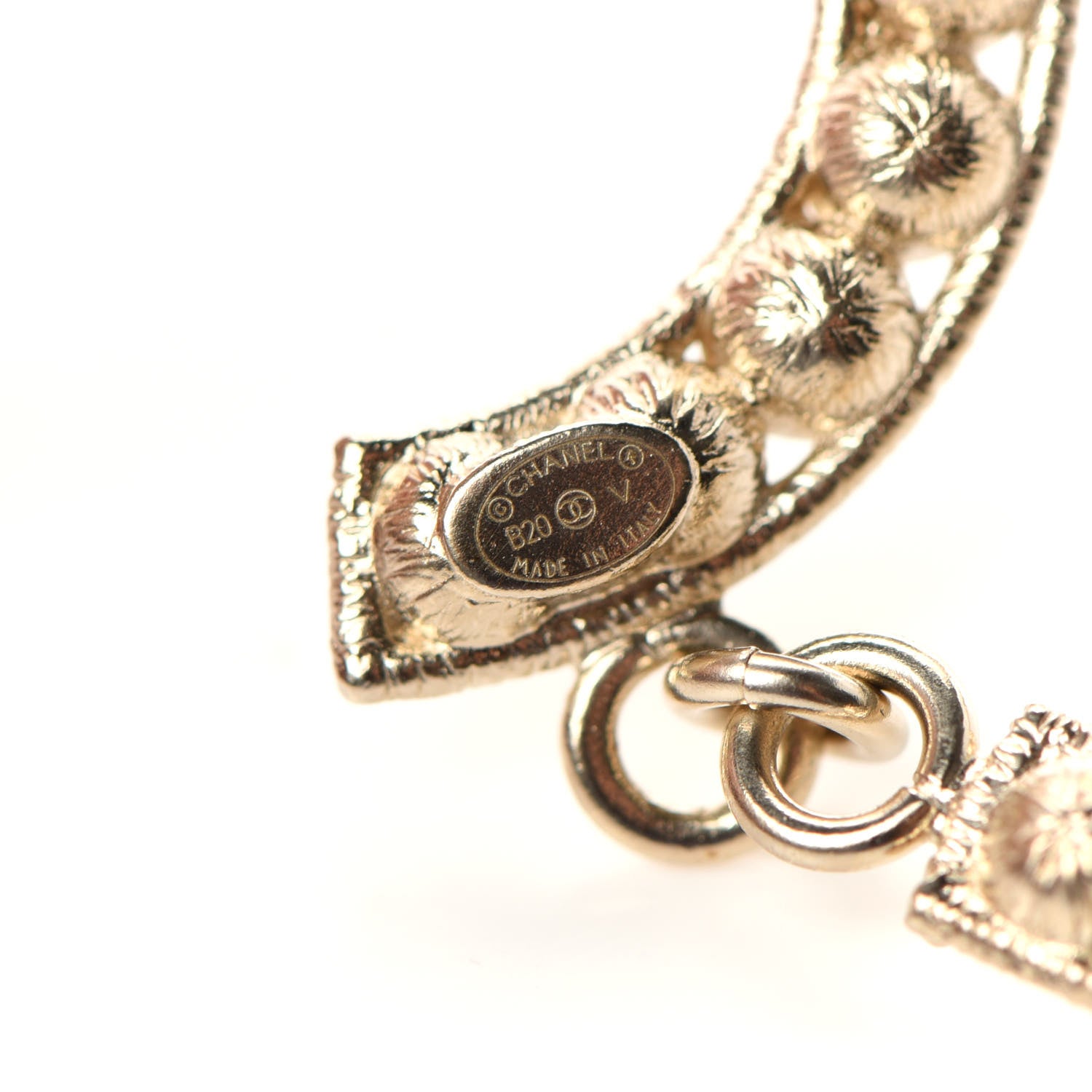 Chanel Crystal Cha-Nel Logo Drop Earrings Gold 4 of 4