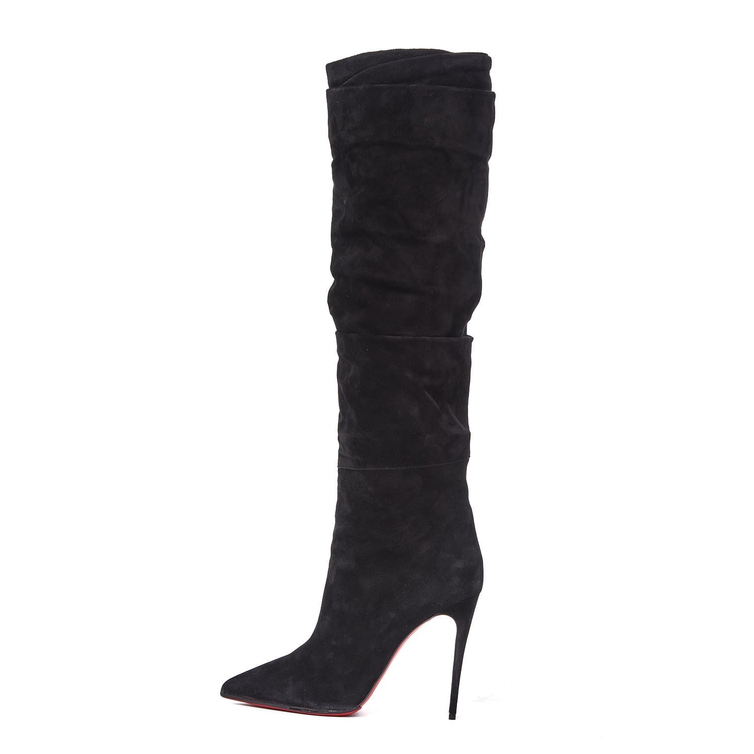 Christian Louboutin Veau Velours Ishtar Botta 100 Knee Boots 40.5 Black 1 of 9