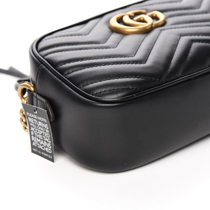 Gucci Calfskin Matelasse Small GG Marmont Chain Shoulder Bag Black 7 of 9