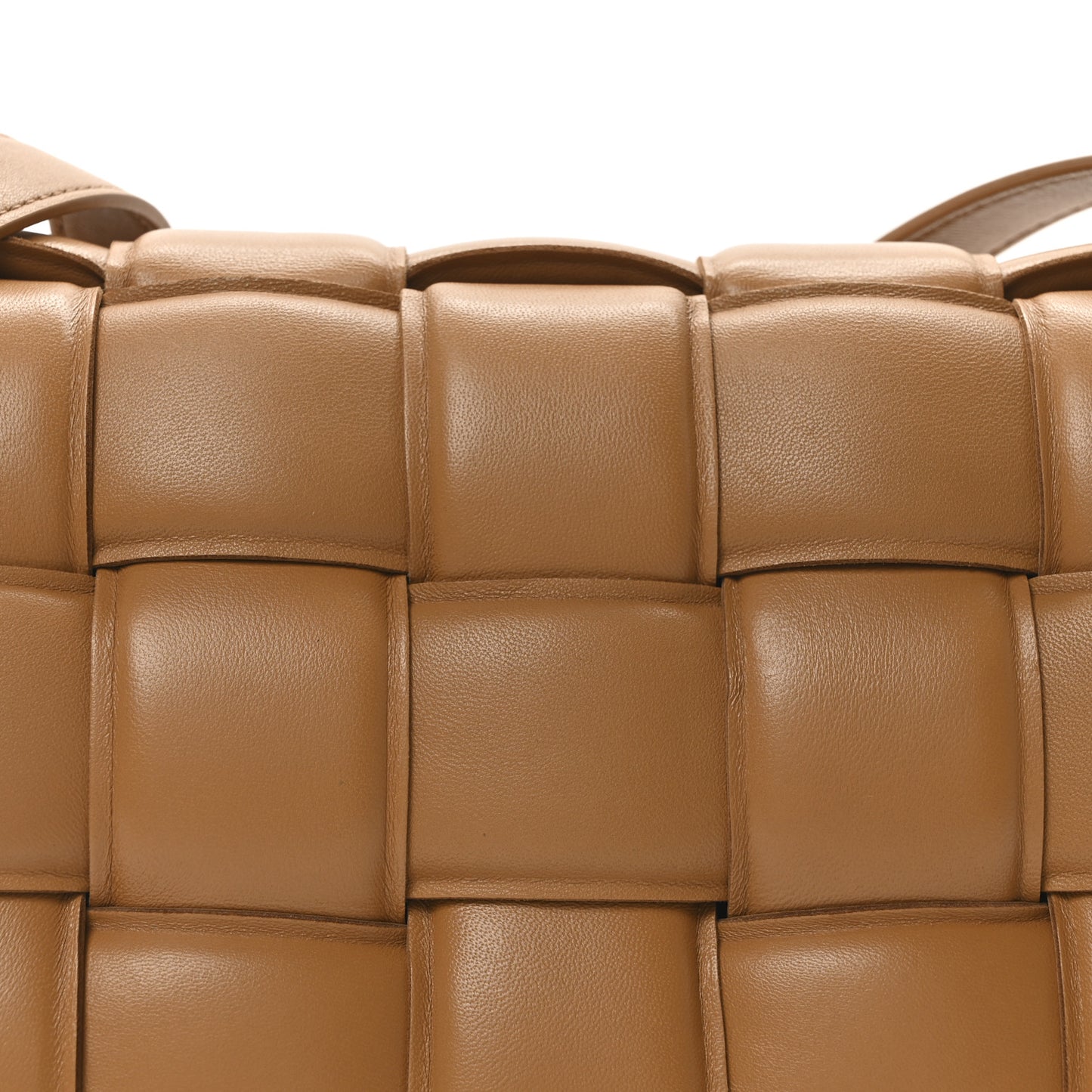 Nappa Maxi Intreccio Padded Cassette Crossbody Bag Caramel