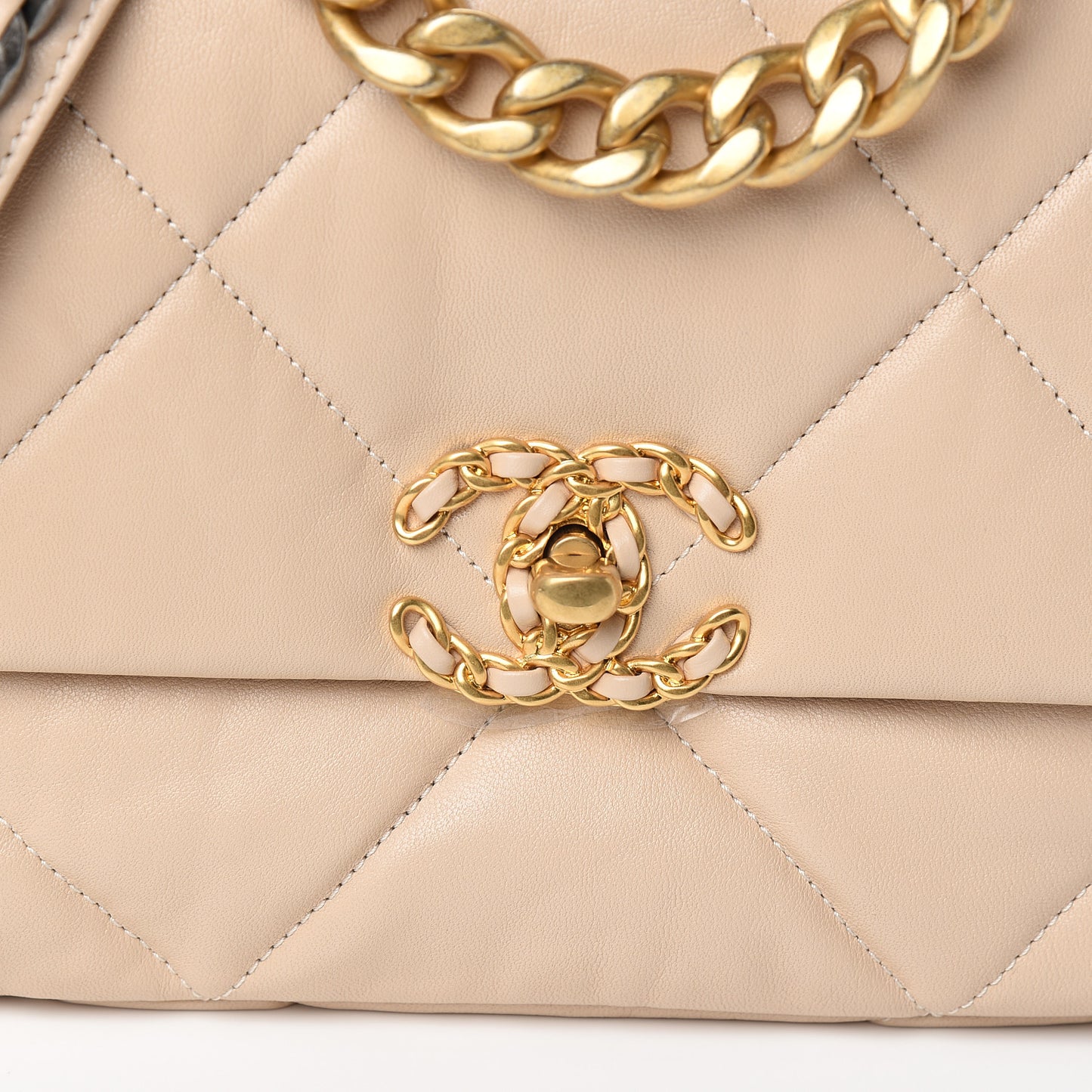 Lambskin Quilted Medium 19 Flap Light Beige