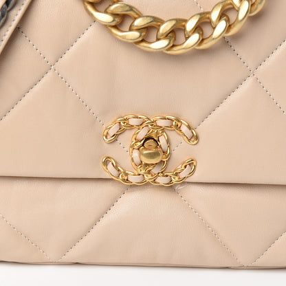 Chanel Lambskin Quilted Medium 19 Flap Light Beige 10 of 11