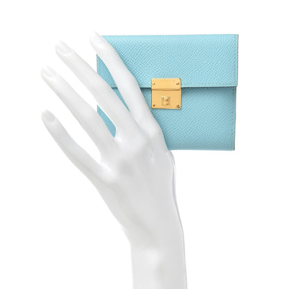 Hermes Epsom Clic Mini Card Holder Bleu Atoll Malachite 2 of 6