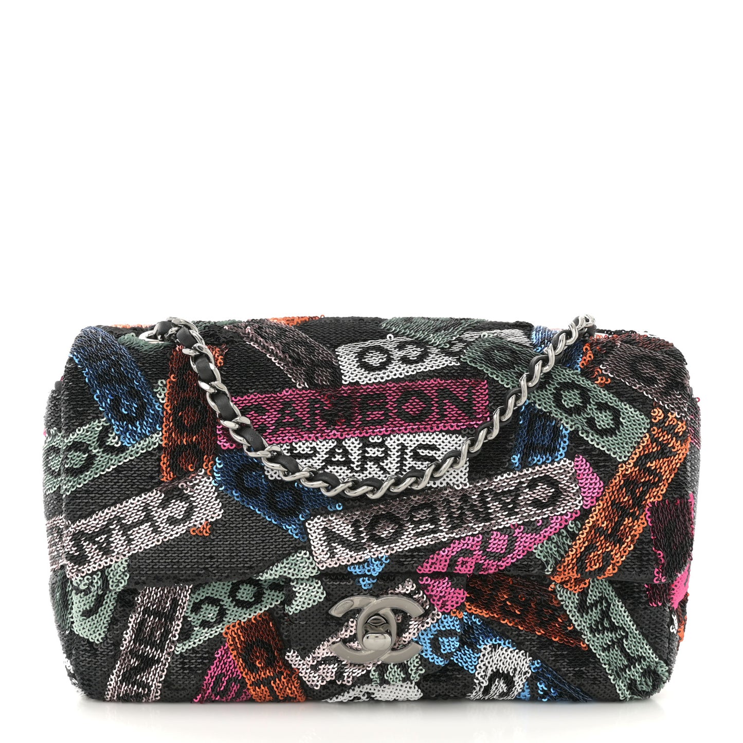 Sequin Logo Small Flap Ruthenium Multicolor