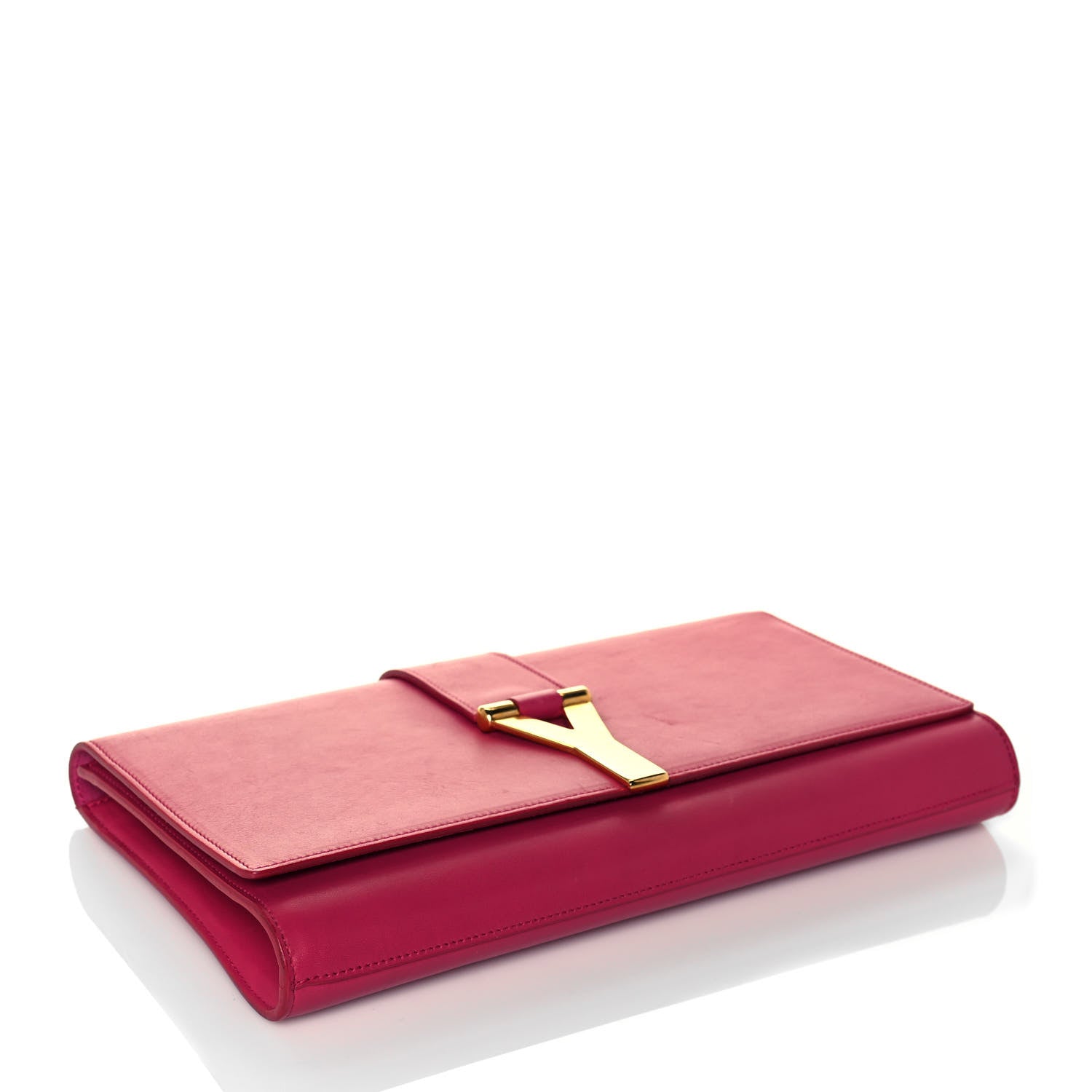Saint Laurent Calfskin Classic Y Ligne Clutch Fuchsia 4 of 20