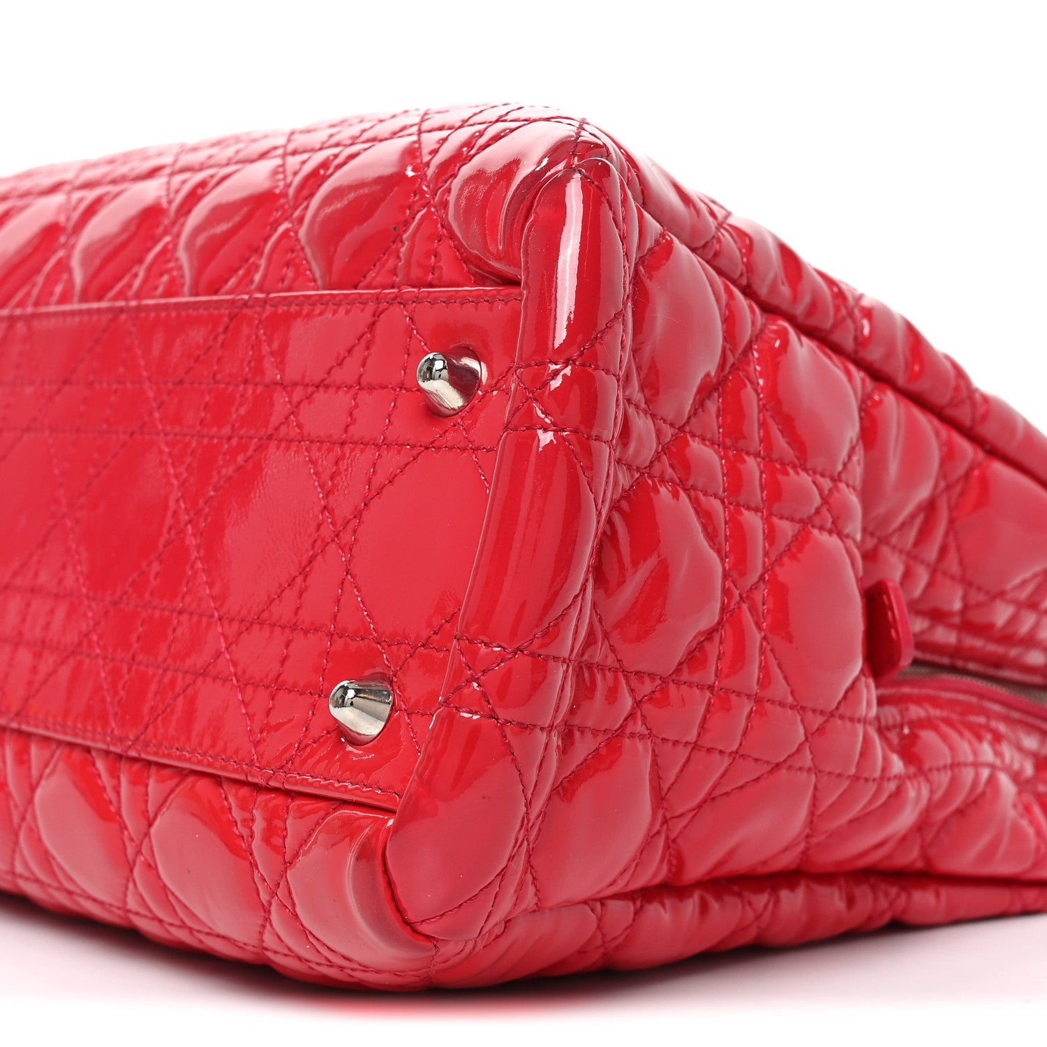 Christian Dior Patent Cannage Large Dior Soft Shopping Tote Red 10 of 11