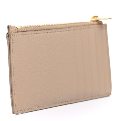 Saint Laurent Grain De Poudre Matelasse Chevron Monogram Fragments Zippered Card Case Nude Powder 3 of 7