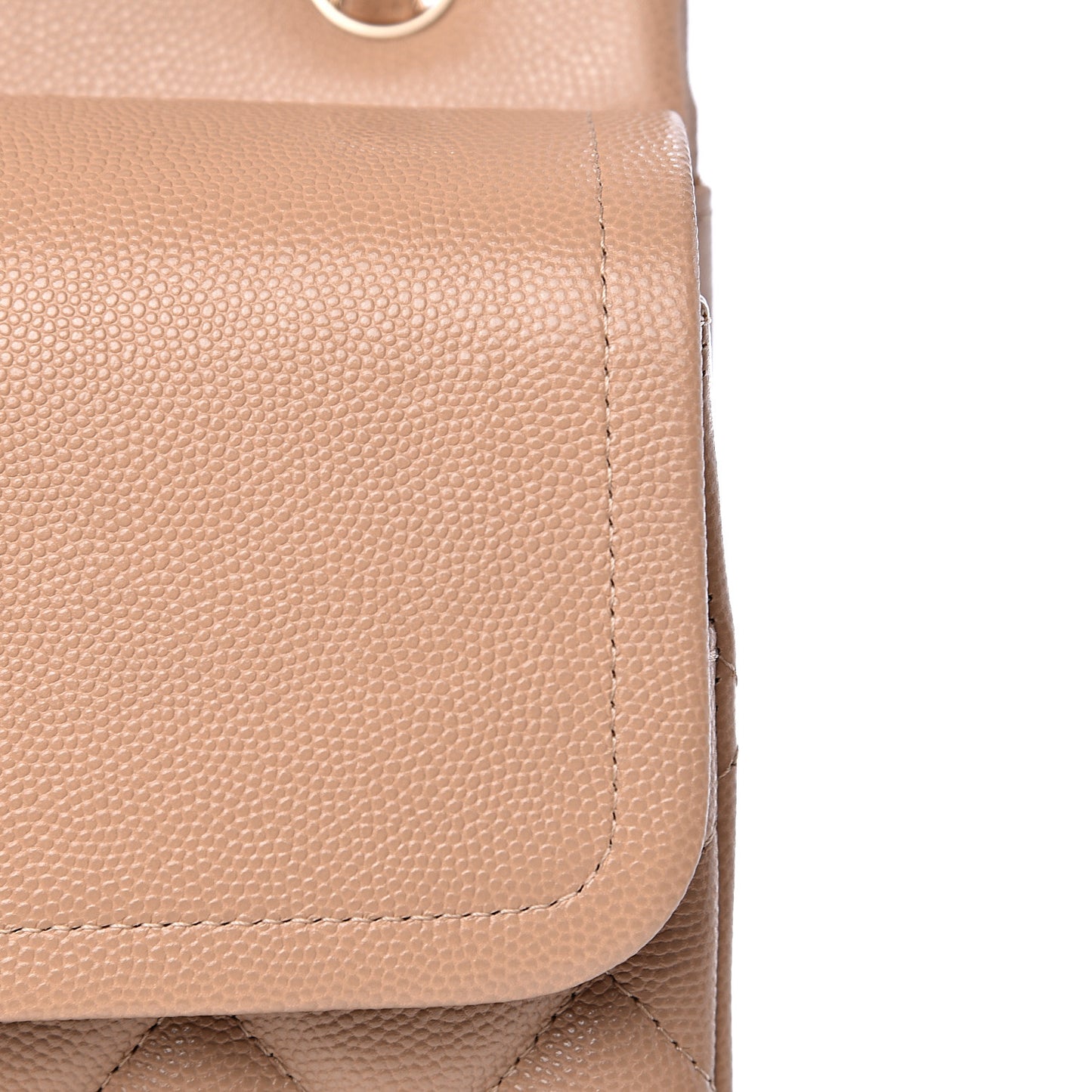 Caviar Quilted Jumbo Double Flap Beige Clair