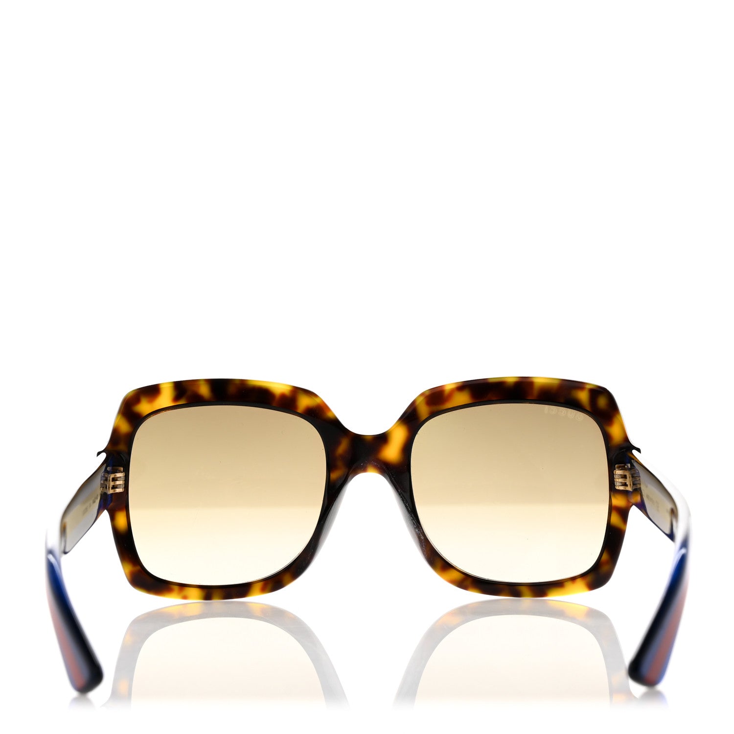 Gucci Acetate Square Frame Web Glitter Sunglasses GG0036S Brown Blue 8 of 11