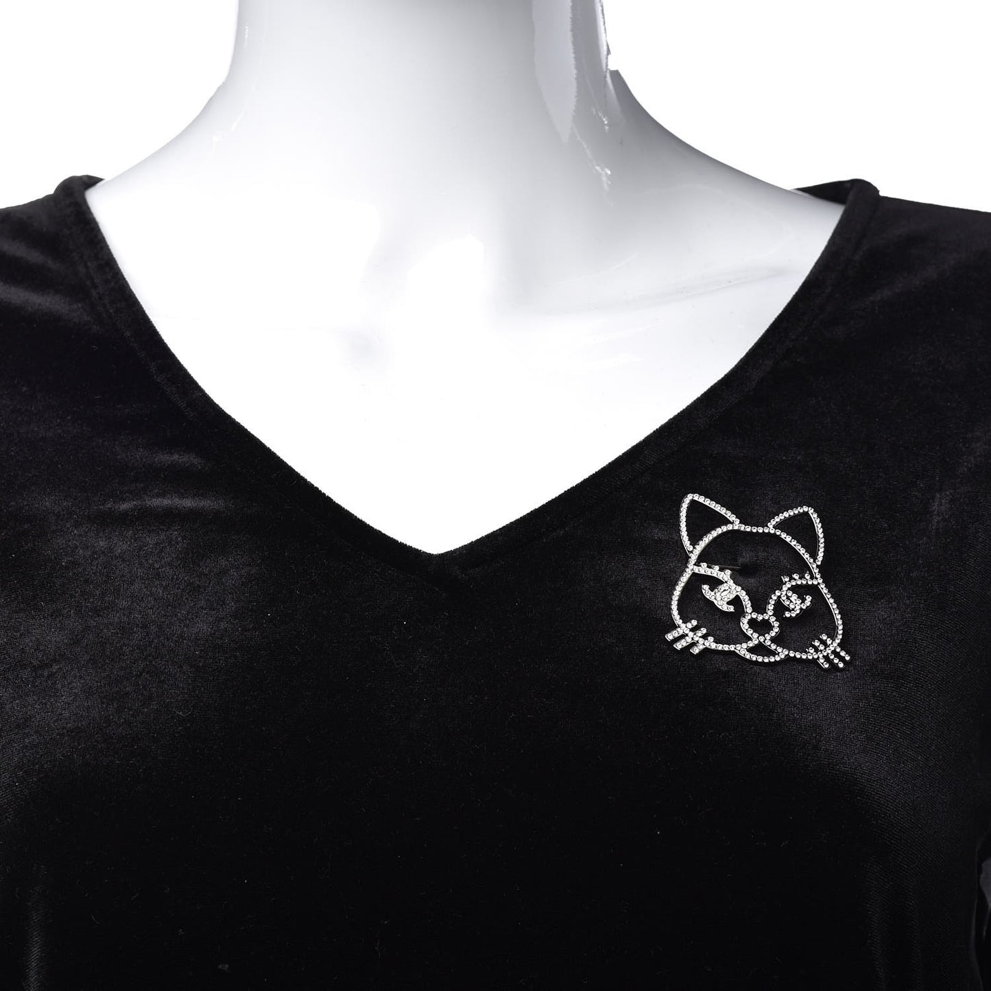 Strass Crystal Emoji Choupette Cat Brooch Silver
