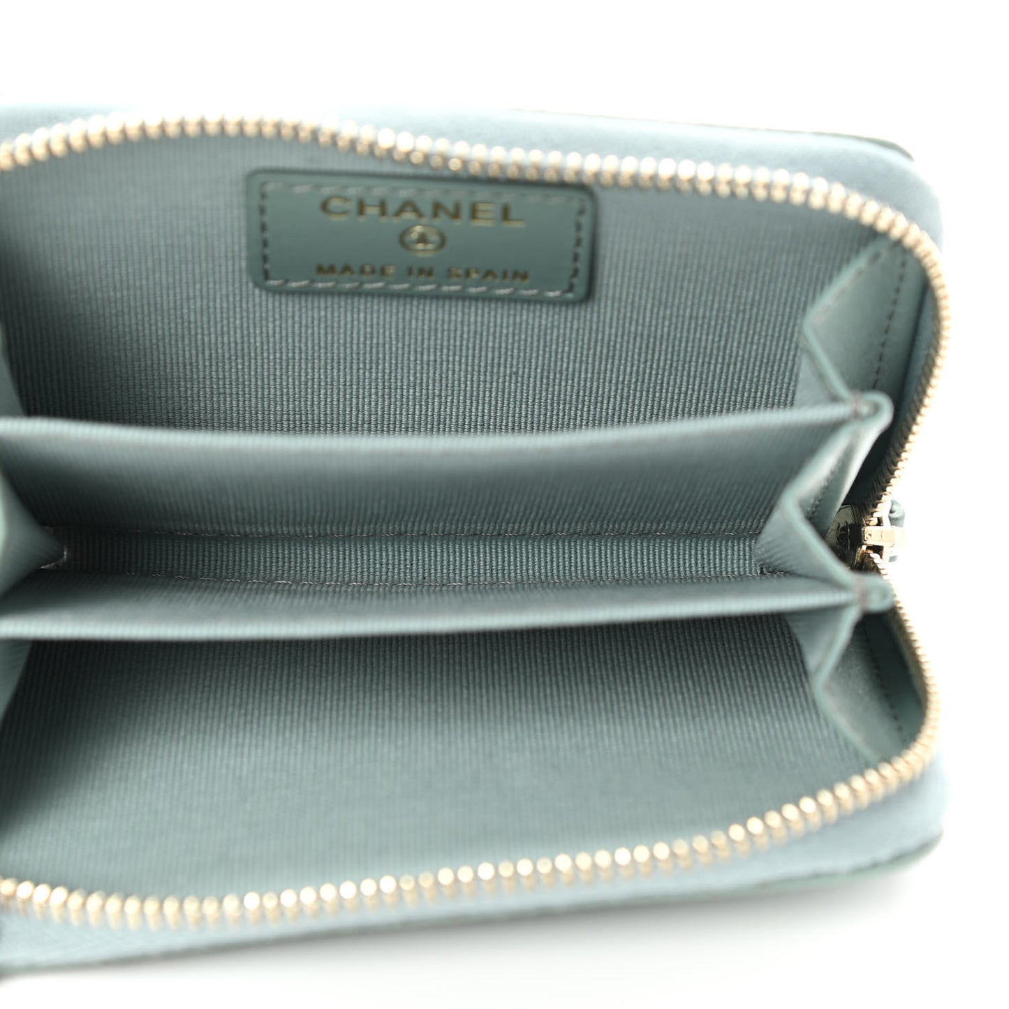 Caviar Quilted Zip Around Coin Purse Wallet Dark Green