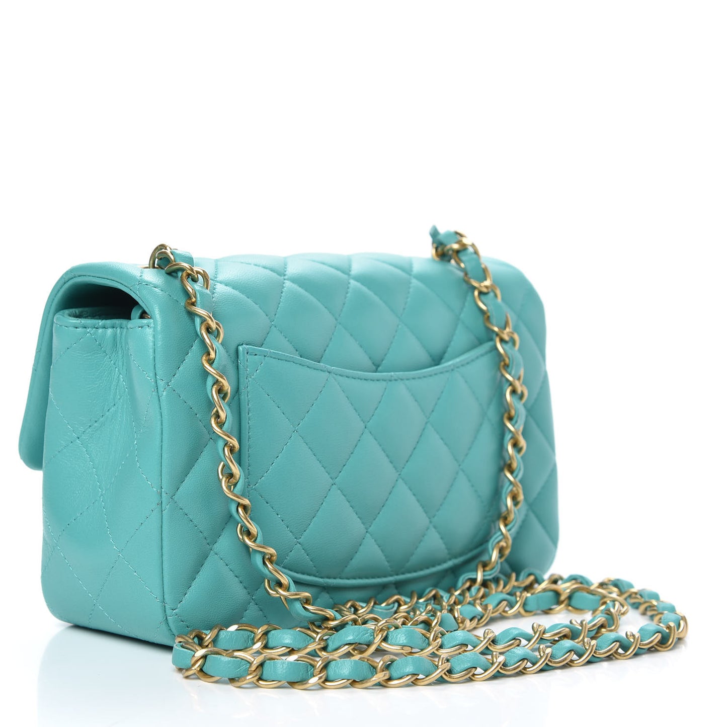 Lambskin Quilted Mini Rectangular Flap Green