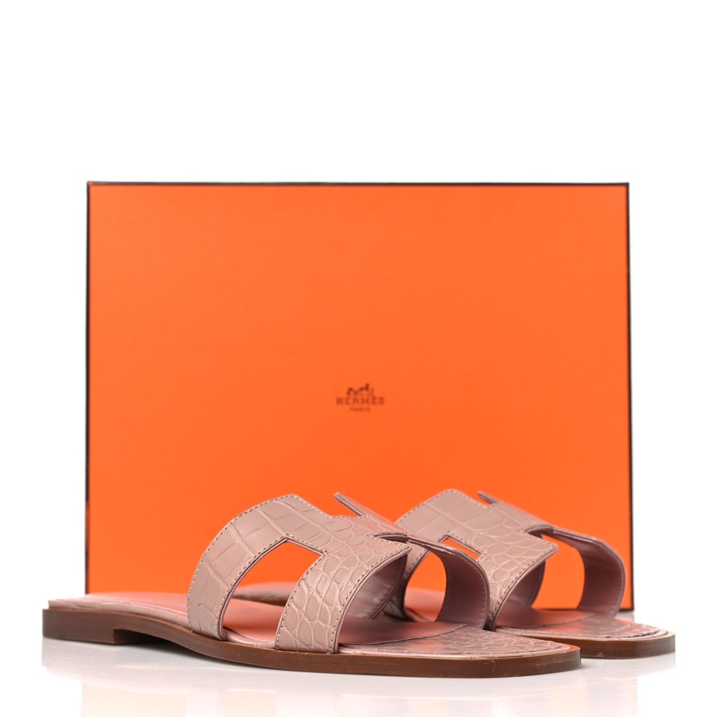 Matte Crocodile Oran Sandals 39.5 Blush