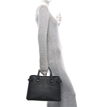 Burberry Derby Calfskin House Check Medium Banner Tote Black 2 of 8