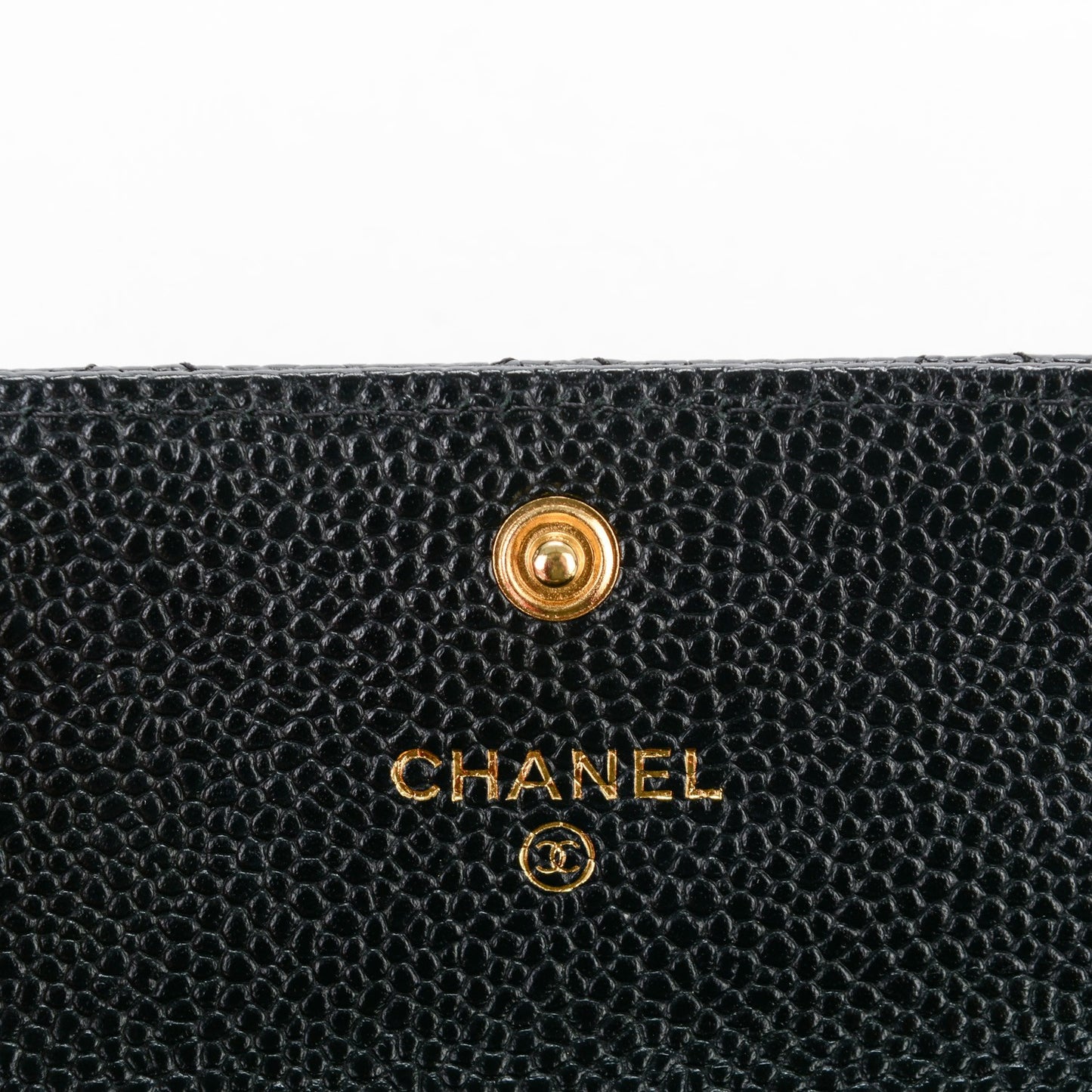 Caviar Quilted Flap Card Holder Black