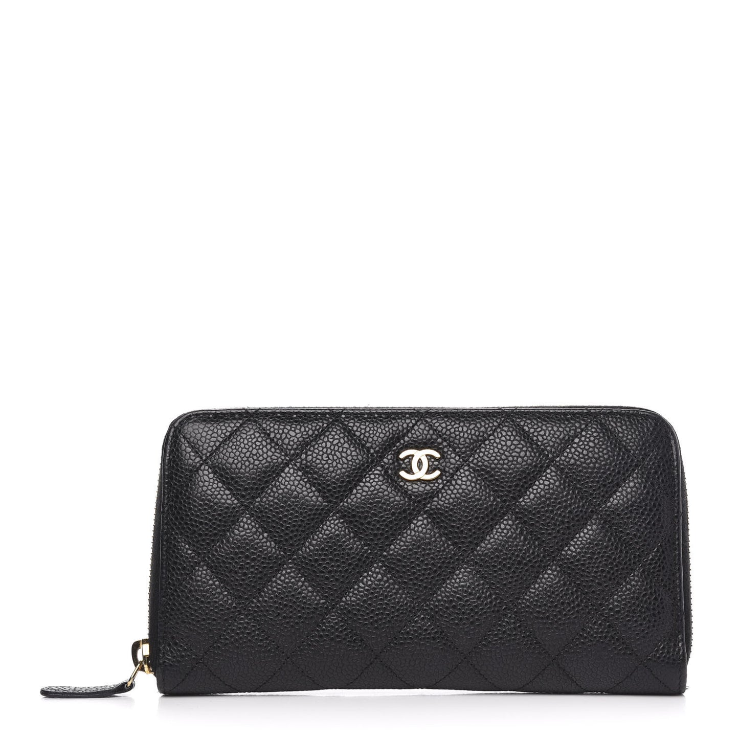 Caviar Quilted Large Gusset Zip Around Wallet Black