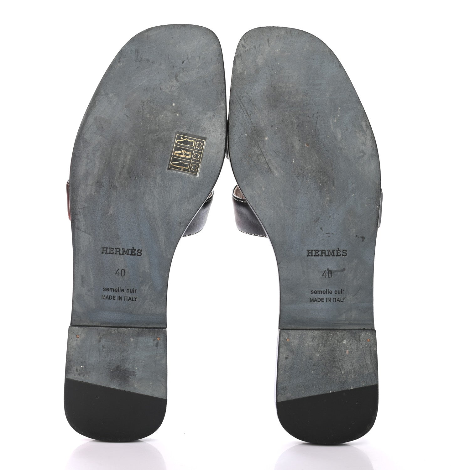 Hermes Box Calfskin Oran Sandals 40 Black 4 of 6