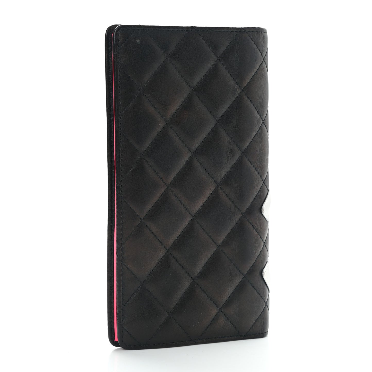 Calfskin Quilted Cambon Yen Wallet Black White