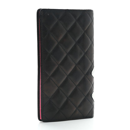 Chanel Calfskin Quilted Cambon Yen Wallet Black White 3 of 9