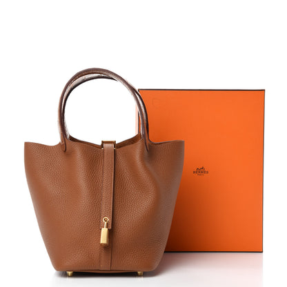 Hermes Taurillon Clemence Matte Alligator Picotin Lock Touch 18 PM Gold 11 of 11
