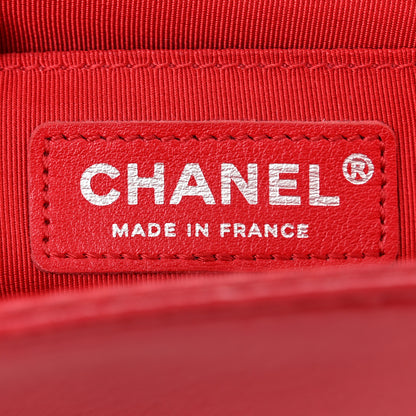 Chanel Lambskin Quilted Medium Boy Flap Black Red 6 of 10