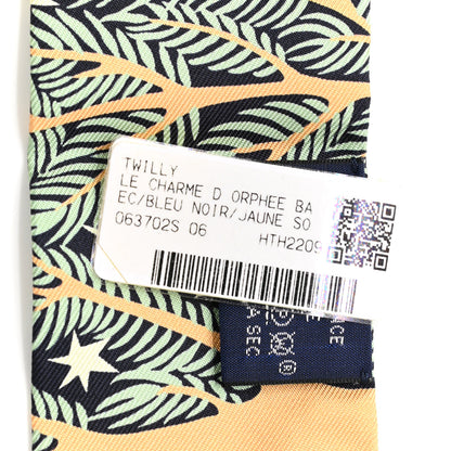 Hermes Silk Sous Le Charme D Orphee Twilly Bleu Black Jaune Soufre 4 of 4