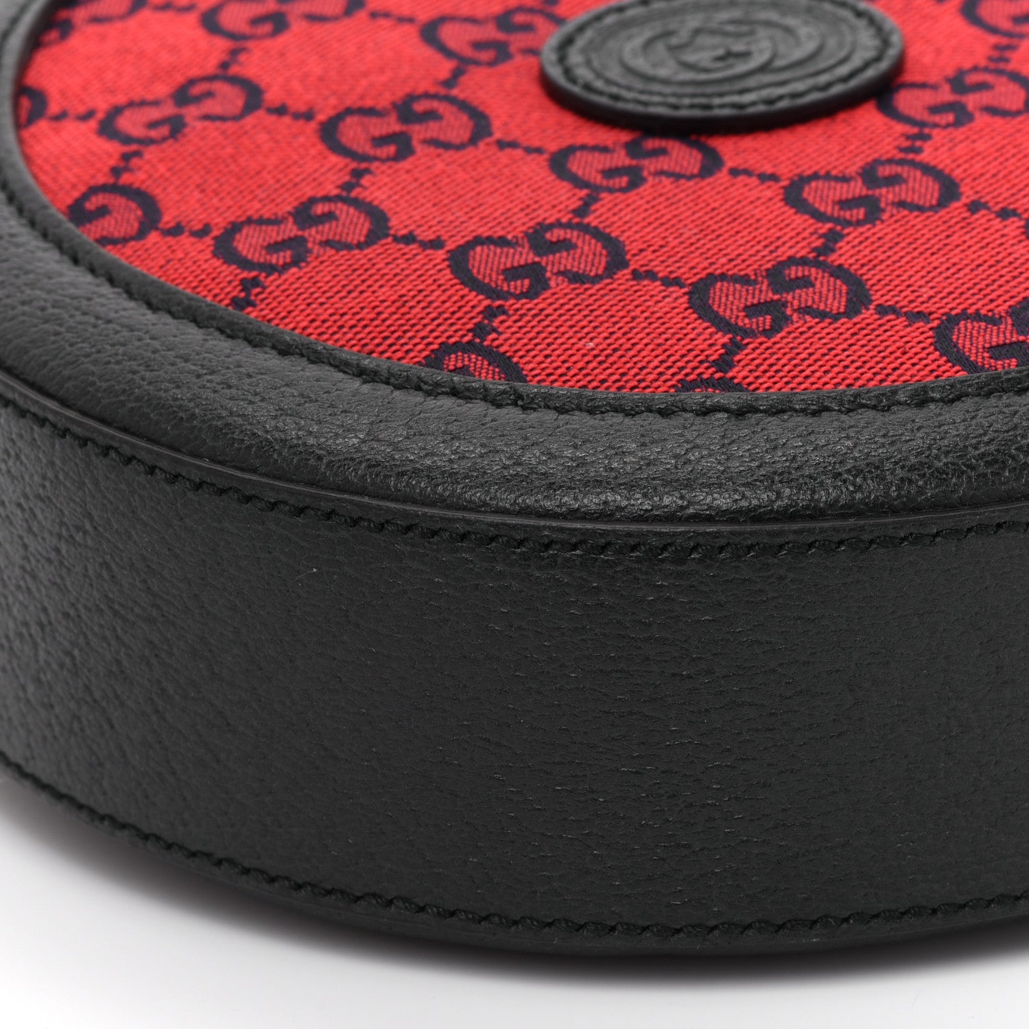 Gucci Monogram Multicolor Textured Calfskin Retro Interlocking G Round Shoulder Bag Red Blue 11 of 12