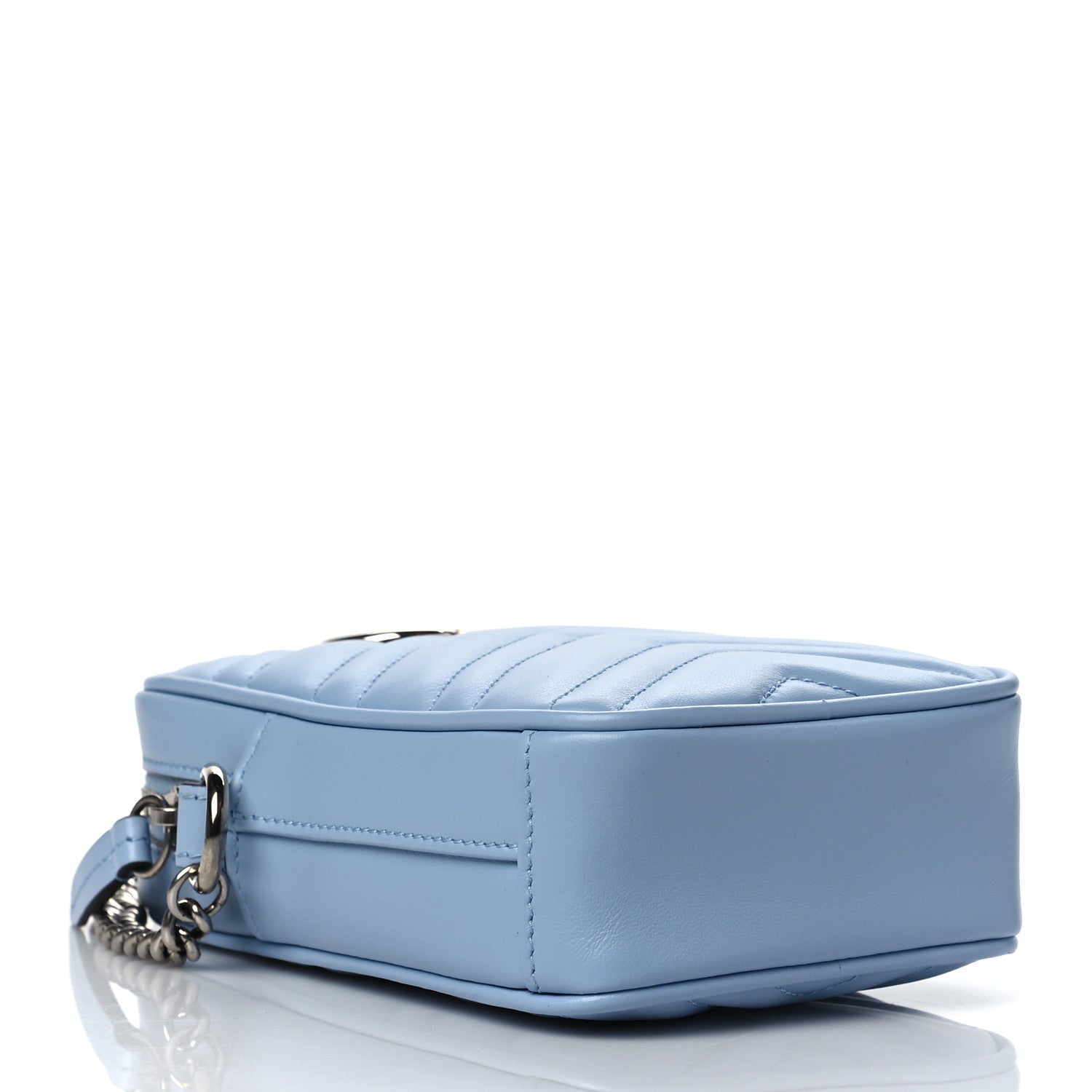 Gucci Calfskin Matelasse Mini GG Marmont Crossbody Bag Porcelain Light Blue 4 of 10