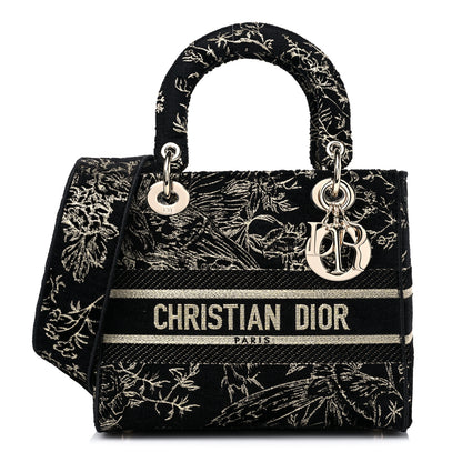 Christian Dior Toile de Jouy Embroidered Medium Lady D-Lite Black 1 of 10