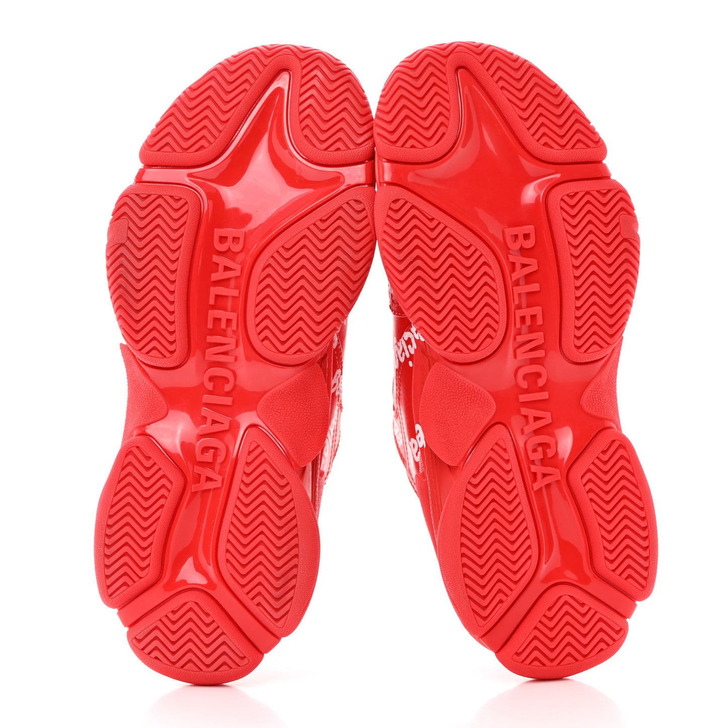 Recycled Calfskin Allover Logo Womens Triple S Sneakers 41 Tomato Red White