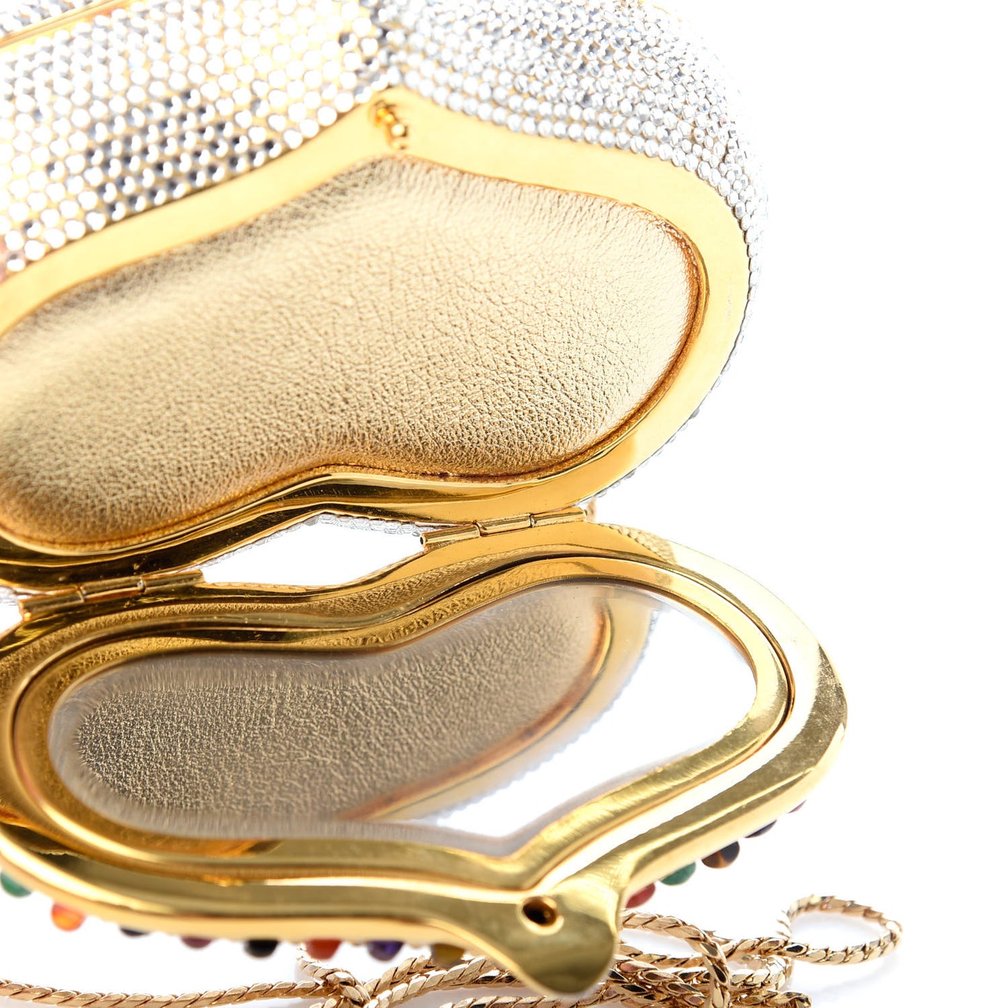 Swarovski Crystal Heart Minaudiere Clutch Silver