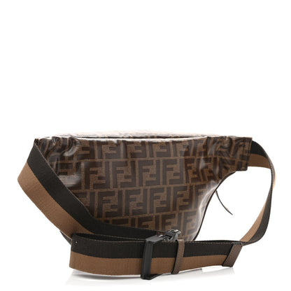 Fendi X FILA Glazed Fabric Vitello Century FF 1974 Mania Belt Bag Mogano Panna Blueberry 3 of 10