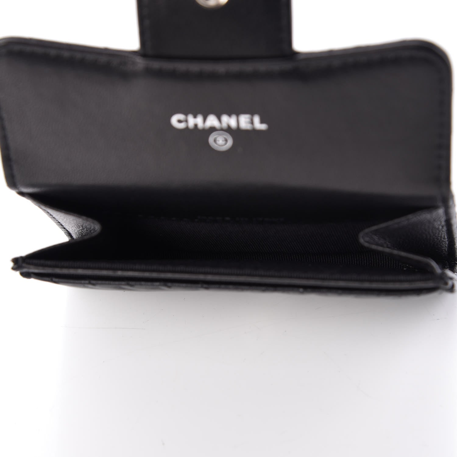 Chanel Aged Calfskin Chevron Quilted Card Holder Wallet So Black 5 of 13