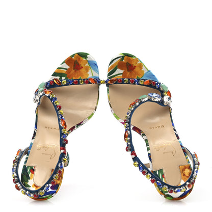 Christian Louboutin Crepe Satin Rosapetra 100 Sandals 38 Ludwig Multi 2 of 13