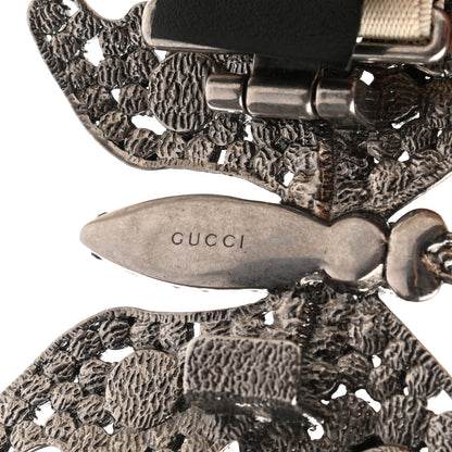 Gucci Jacquard Crystal Stripe Butterfly Belt 80 32 White 3 of 5