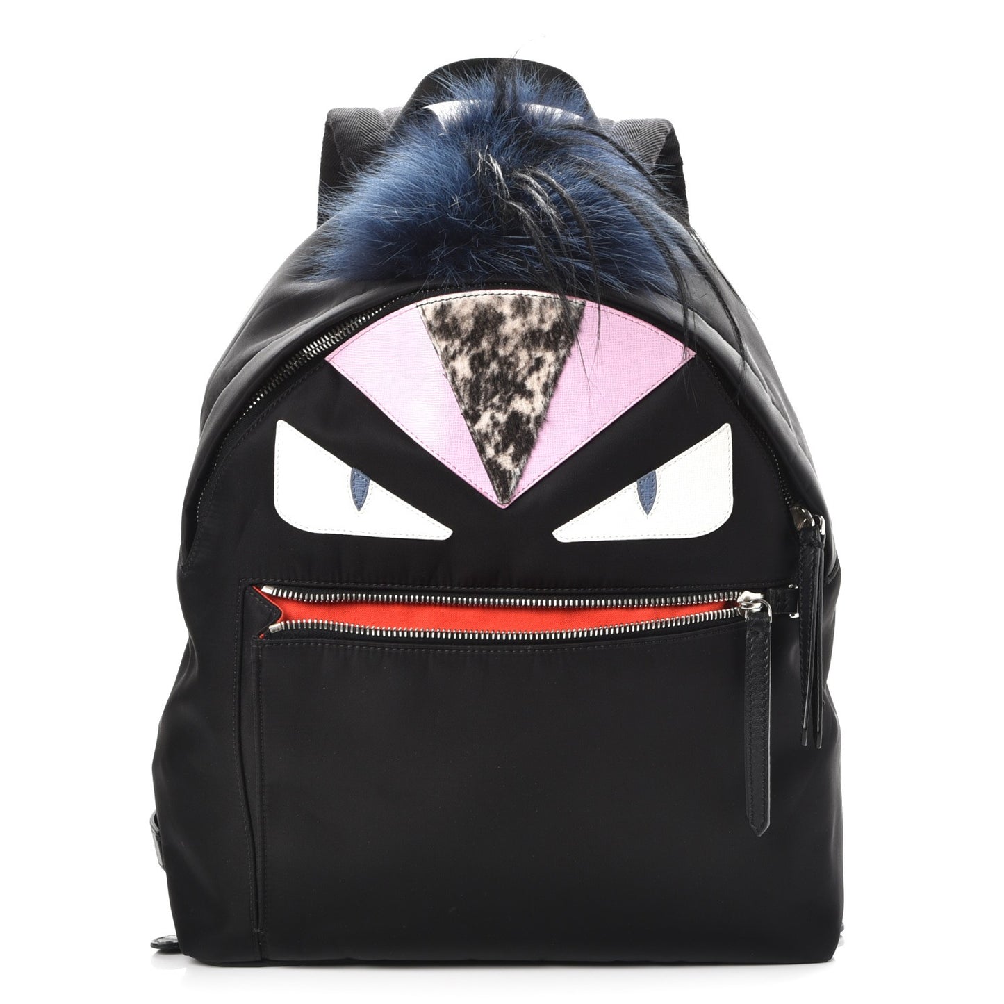 Nylon Vitello Fox Goat Fur Monster Eyes Backpack Black Multicolor Sky