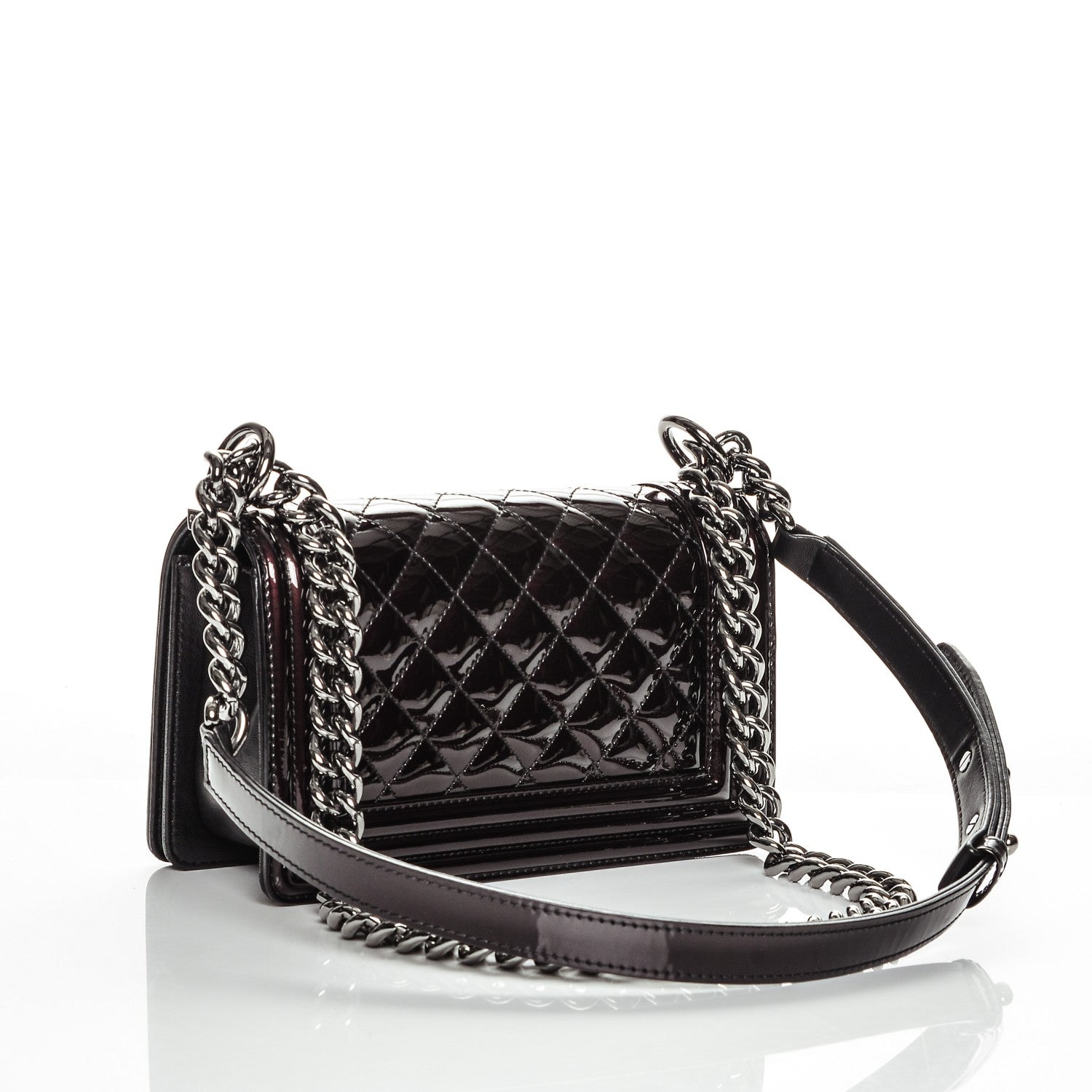 Chanel Patent Calfskin Quilted Small Boy Flap Burgundy 3 of 7