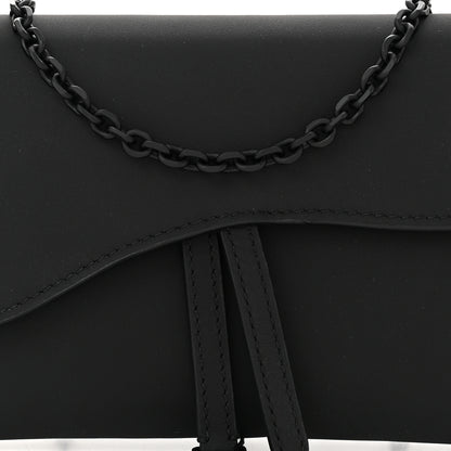 Christian Dior DIOR Ultra Matte Calfskin Saddle Chain Wallet Pouch Black 9 of 11