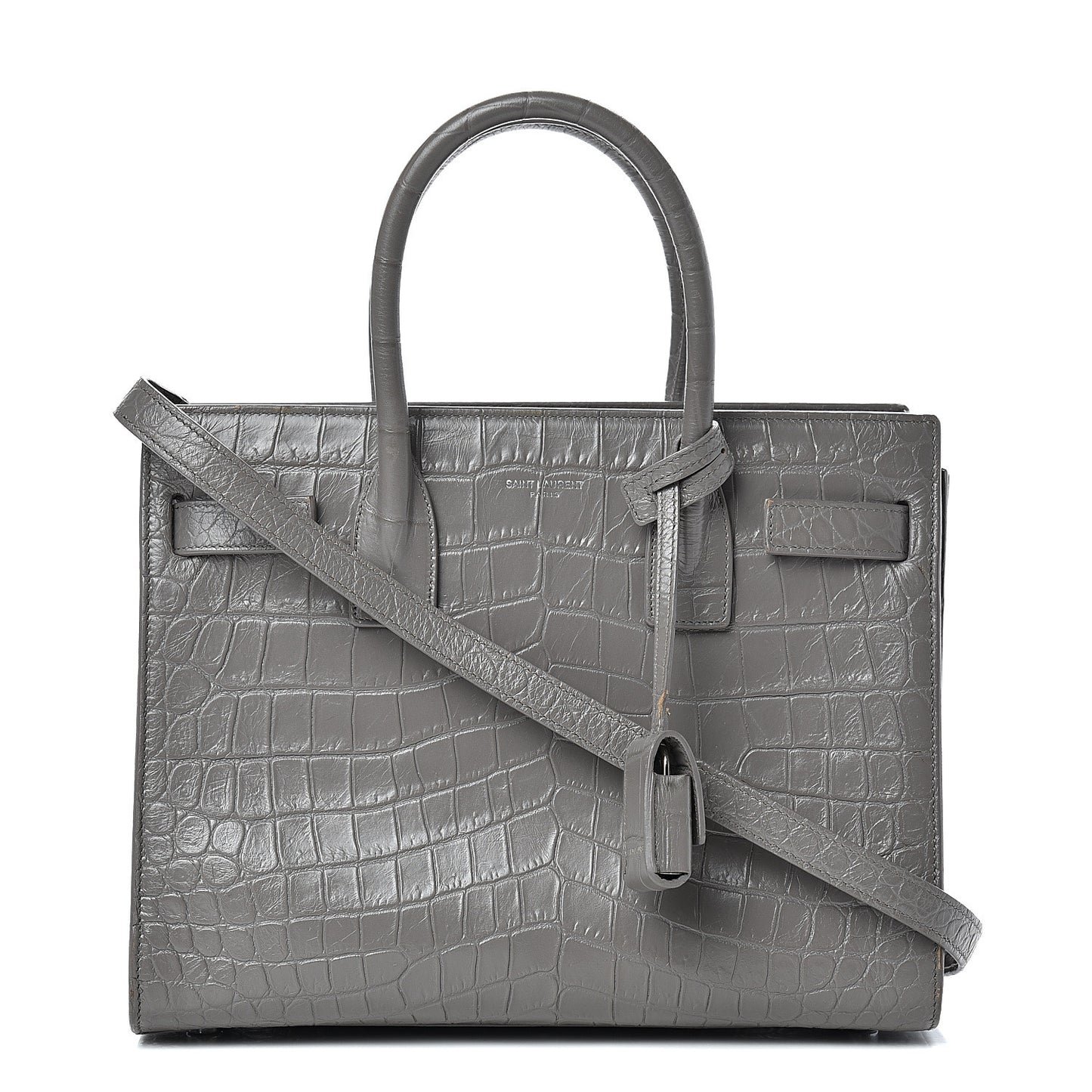 Calfskin Crocodile Embossed Baby Sac De Jour Fog