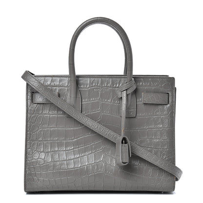 Saint Laurent Calfskin Crocodile Embossed Baby Sac De Jour Fog 1 of 23