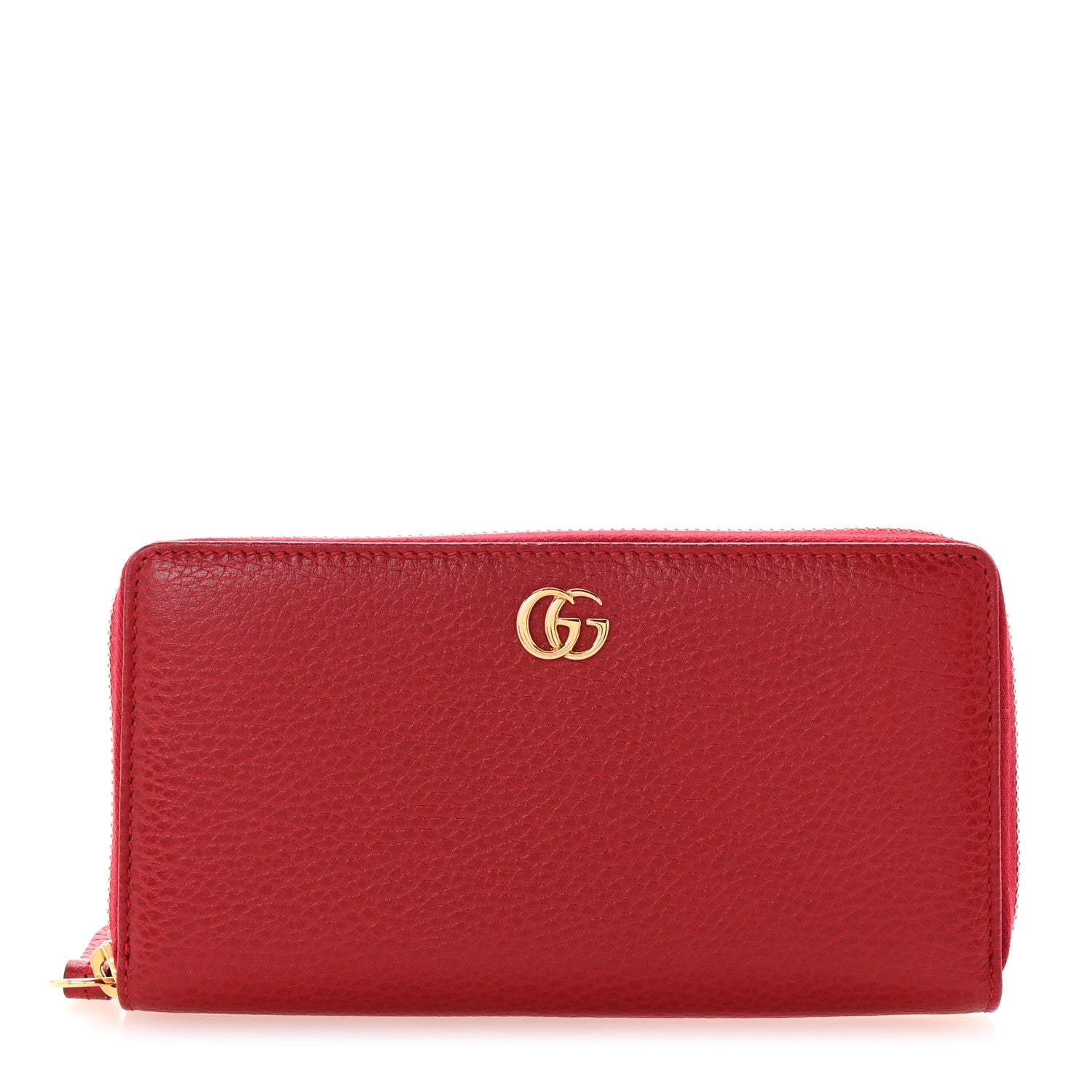 Gucci Dollar Calfskin GG Marmont Zip Around Wallet Hibiscus Red 1 of 6