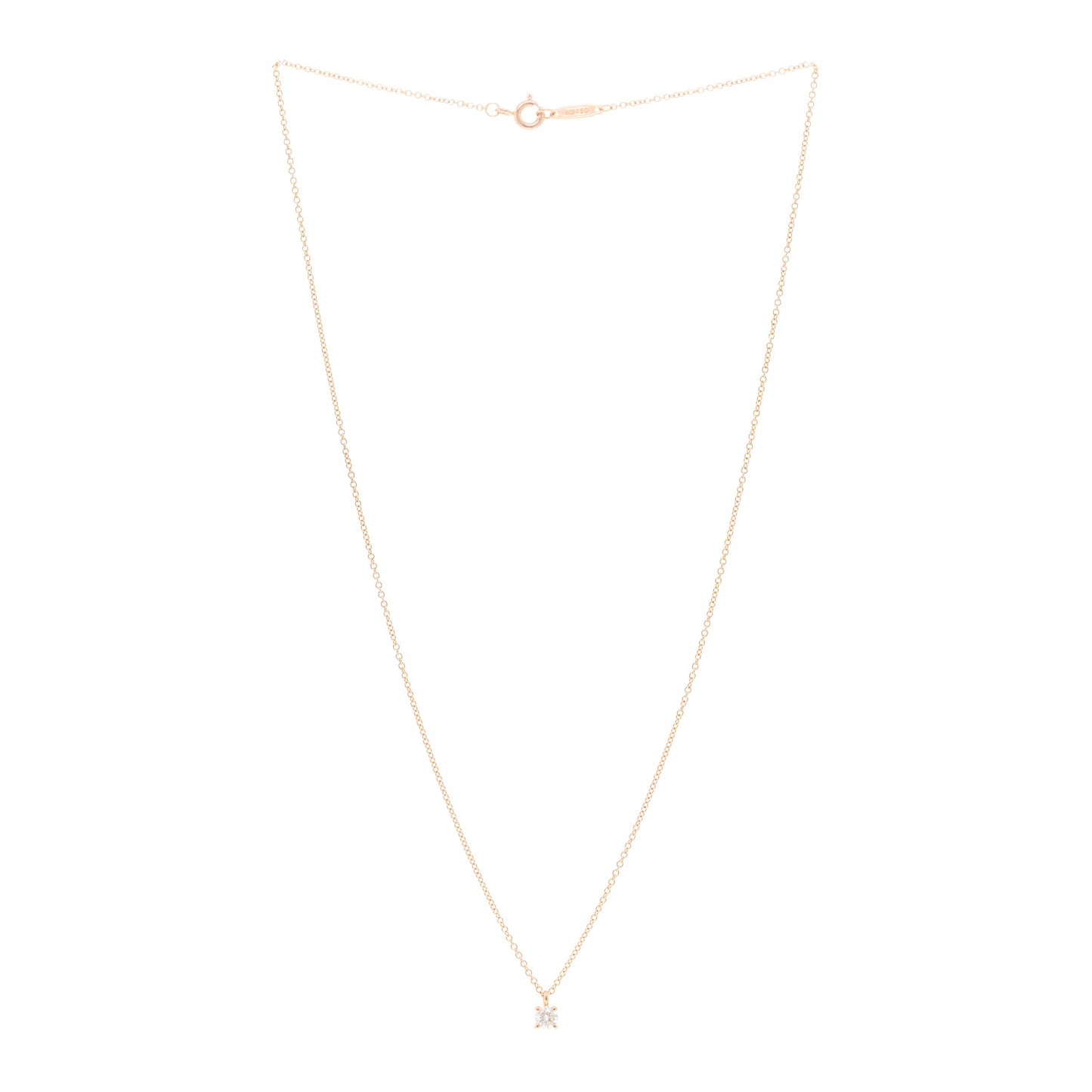 18K Rose Gold Diamond .17ct Solitaire Pendant Necklace
